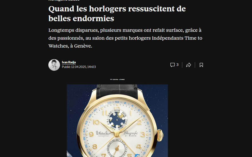 Merci à la Tribune de Genève et à 24 Heures pour leur bel article sur White Star Watch